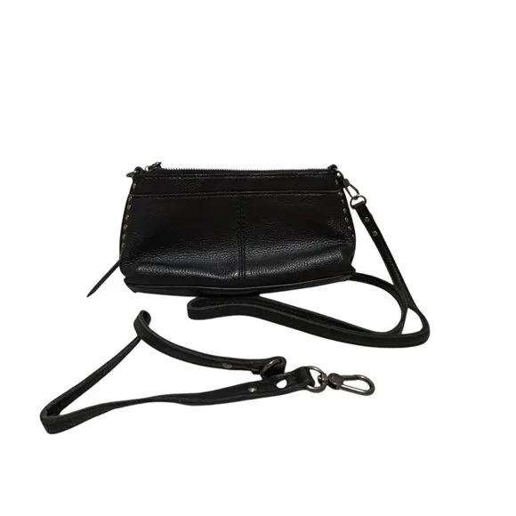 The Sak Black Leather Crossbody Bag Purse Studded Adjustable Removable Strap - Picture 1 of 13